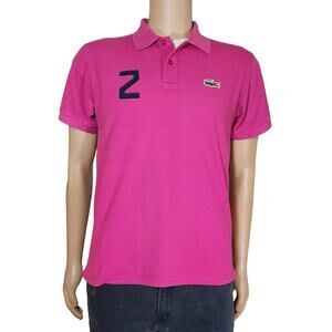 Lacoste Sport Roland Garros #2 France Polo Shirt Mens Size Medium Pink Tennis